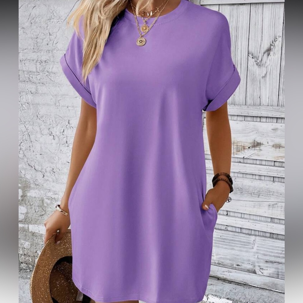 SHEIN Lavender Short Sleeve T-Shirt Dress